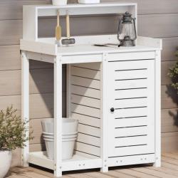 Table de rempotage avec étagères blanc bois massif de pin alsavelo