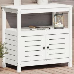 Table de rempotage avec étagères blanc bois massif de pin alsavelo