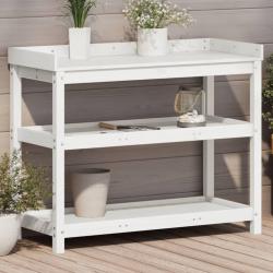 Table de rempotage avec étagères blanc bois massif de pin alsavelo