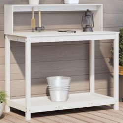 Table de rempotage avec étagères blanc bois massif de pin alsavelo