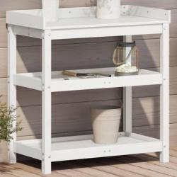 Table de rempotage avec étagères blanc bois massif de pin alsavelo