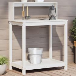 Table de rempotage avec étagères blanc bois massif de pin alsavelo