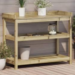 Table de rempotage avec étagères 108x45x86,5 cm bois massif pin alsavelo
