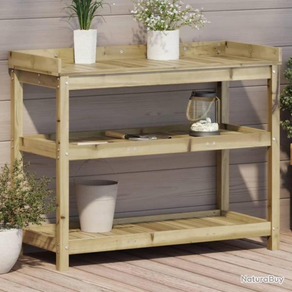 Table de rempotage avec tagres 108x45x86,5 cm bois massif pin alsavelo