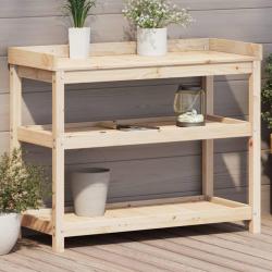 Table de rempotage avec étagères 108x45x86,5 cm bois massif pin alsavelo