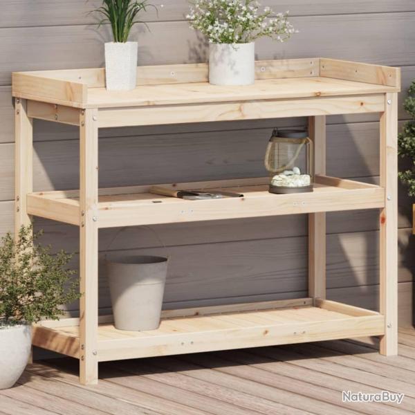 Table de rempotage avec tagres 108x45x86,5 cm bois massif pin alsavelo