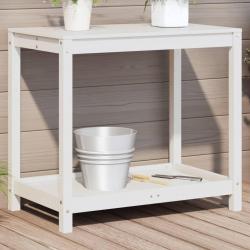 Table de rempotage avec étagère blanc 82,5x50x75 cm massif pin alsavelo