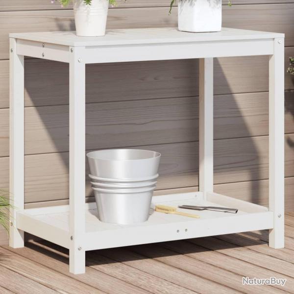 Table de rempotage avec tagre blanc 82,5x50x75 cm massif pin alsavelo