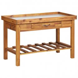 Table de jardin avec dessus en zinc Bois solide d'acacia alsavelo