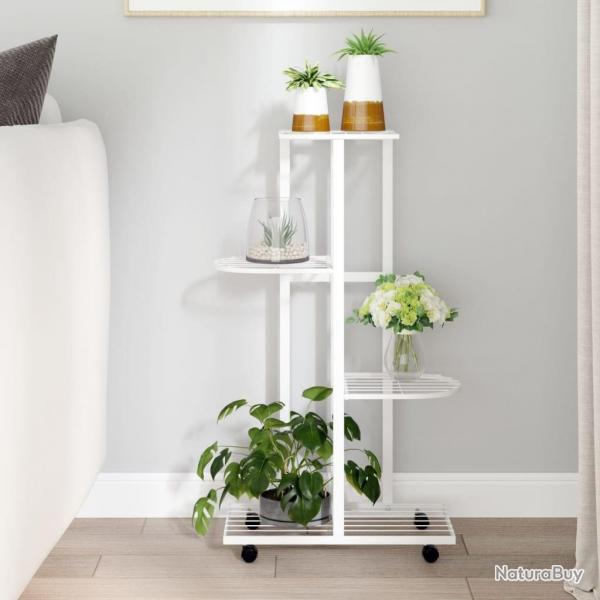 Jardinire  4 niveaux avec roues 44x23x80 cm Blanc Fer alsavelo