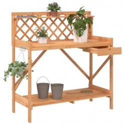 Banc de rempotage avec treillis marron bois massif de sapin alsavelo