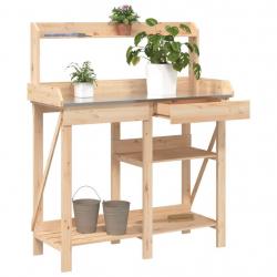 Banc de rempotage avec étagères bois massif de sapin alsavelo