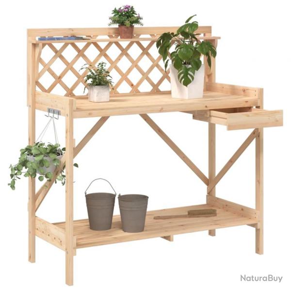 Banc de rempotage avec treillis bois massif de sapin alsavelo