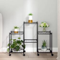 Jardinière avec roues 83x25x63,5 cm Noir Fer alsavelo