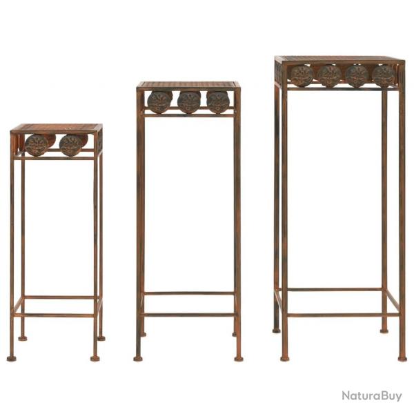 Set de supports de plantes 3 pcs Style vintage Mtal rouill alsavelo