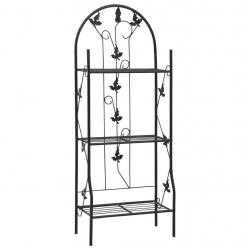 Support à plantes 3 niveaux Noir 52x28x128 cm Fer alsavelo