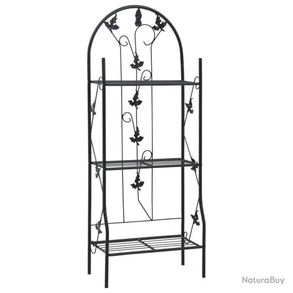 Support  plantes 3 niveaux Noir 52x28x128 cm Fer alsavelo