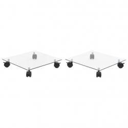 Support carré pour plantes 2 pcs Verre trempé 35 x 35 cm alsavelo