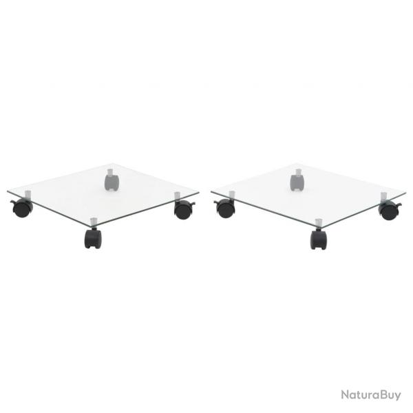 Support carr pour plantes 2 pcs Verre tremp 35 x 35 cm alsavelo
