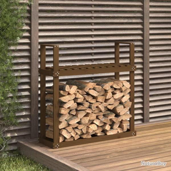 Support bois de chauffage Marron miel 110x35x108,5 cm Bois pin alsavelo