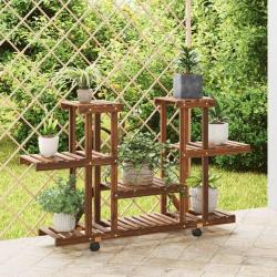 Support à fleurs avec roues 110x25x78 cm bois massif de sapin alsavelo