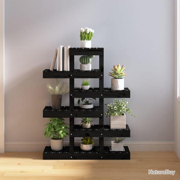 Support  plantes Noir 85x25x109,5 cm Bois massif de pin alsavelo