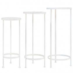 Support de plantes 3 pcs Style vintage Métal Blanc antique alsavelo