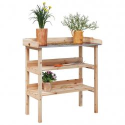 Table à plantes avec étagères 78x38x82,5cm bois de sapin solide alsavelo
