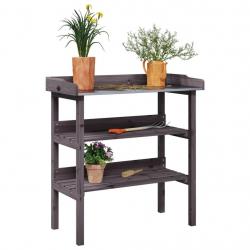 Table à plantes avec étagères gris 78x38x82,5 cm bois de sapin alsavelo