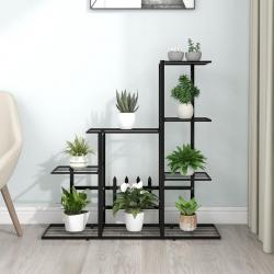Support pour plantes 94,5x25x88 cm Noir Métal alsavelo
