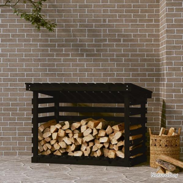 Support pour bois de chauffage Noir 108x73x79 cm Bois de pin alsavelo