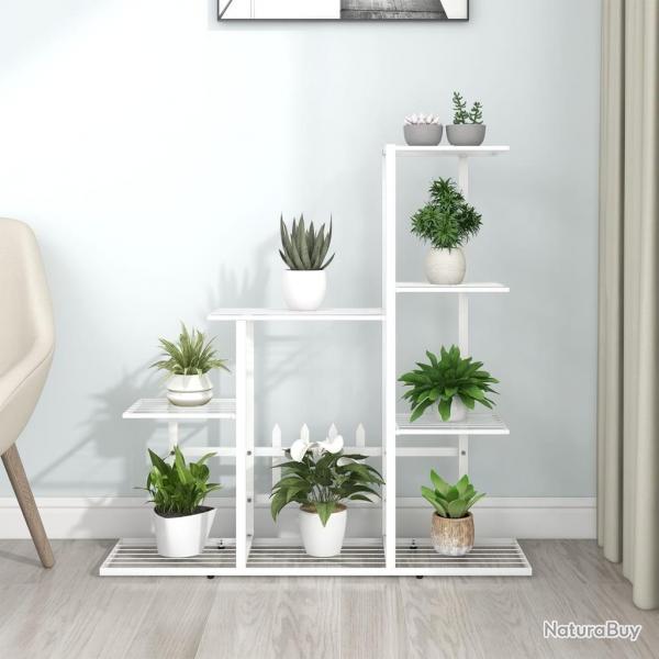 Support pour plantes 94,5x25x88 cm Blanc Mtal alsavelo