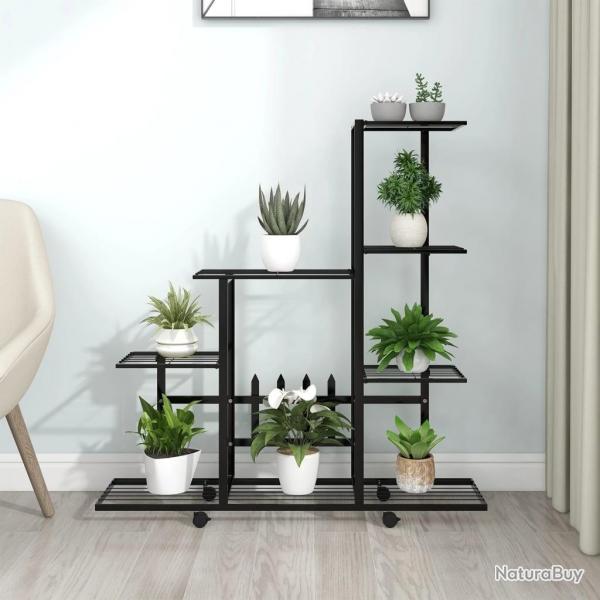 Support pour plantes sur roues 94,5x25x92,5 cm Noir Mtal alsavelo
