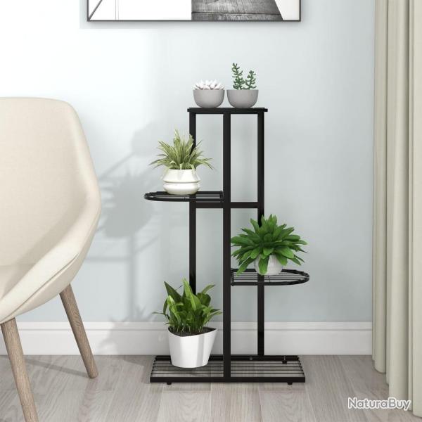 Support pour plantes 4 niveaux 43x22x76 cm Noir Mtal alsavelo