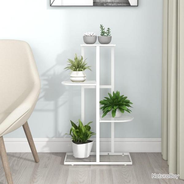 Support pour plantes 4 niveaux 43x22x76 cm Blanc Mtal alsavelo