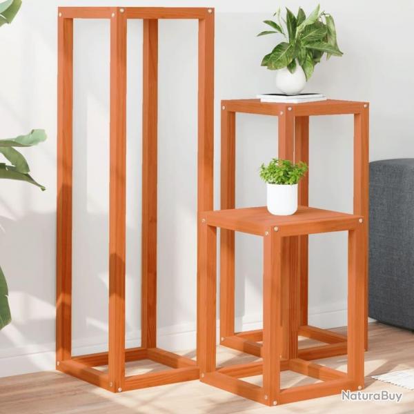 Supports pour plantes 3 pcs marron cire bois de pin massif alsavelo