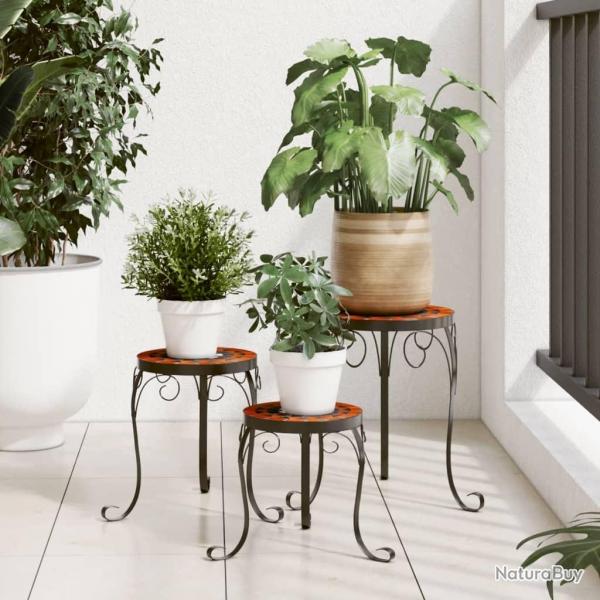 Supports pour plantes 3 pcs terre cuite et blanc cramique alsavelo