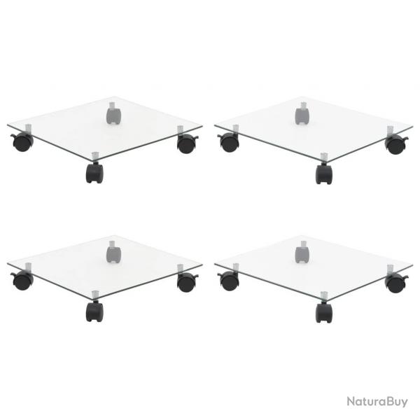 Supports roulants  plantes 4 pcs 35x35 cm Carr Verre tremp alsavelo