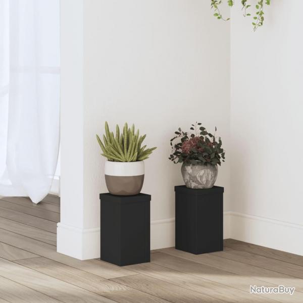 Supports pour plantes 2 pcs noir 10x10x18 cm bois d'ingnierie alsavelo