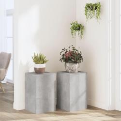 Supports pour plantes 2 pcs gris béton bois d'ingénierie alsavelo