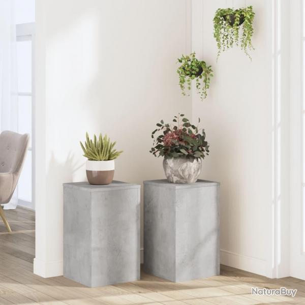 Supports pour plantes 2 pcs gris bton bois d'ingnierie alsavelo