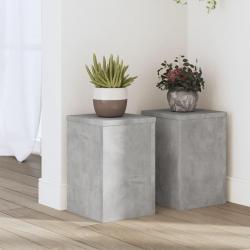 Supports pour plantes 2 pcs gris béton bois d'ingénierie alsavelo