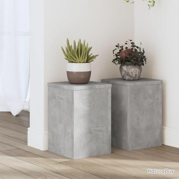 Supports pour plantes 2 pcs gris bton bois d'ingnierie alsavelo