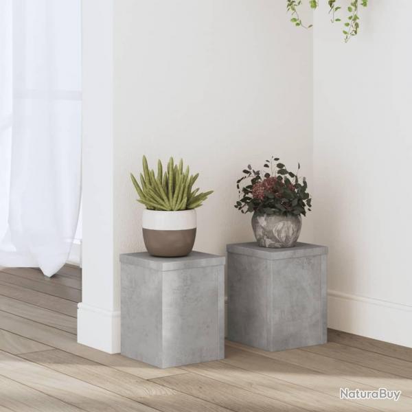 Supports pour plantes 2 pcs gris bton bois d'ingnierie alsavelo
