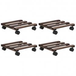 Support roulant à plantes Bois de cèdre 4 pcs 25 x 25 cm alsavelo