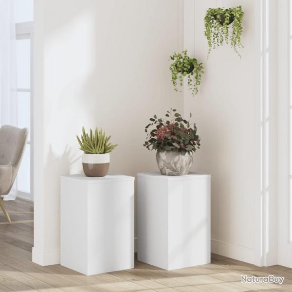 Supports pour plantes 2 pcs blanc 30x30x50 cm bois d'ingnierie alsavelo
