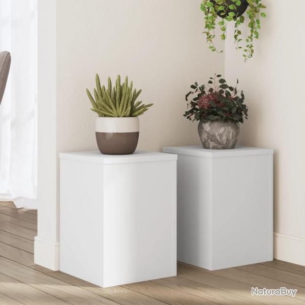 Supports pour plantes 2 pcs blanc 25x25x35 cm bois d'ingnierie alsavelo