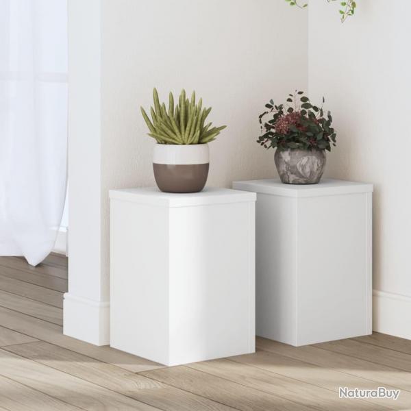 Supports pour plantes 2 pcs blanc 20x20x30 cm bois d'ingnierie alsavelo