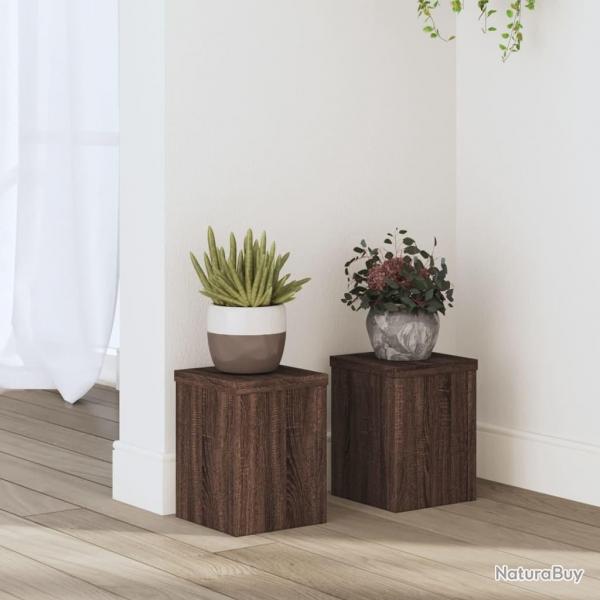 Supports pour plantes 2 pcs chne marron bois d'ingnierie alsavelo