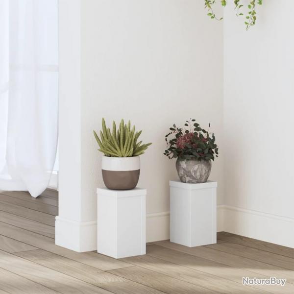 Supports pour plantes 2 pcs blanc 10x10x18 cm bois d'ingnierie alsavelo
